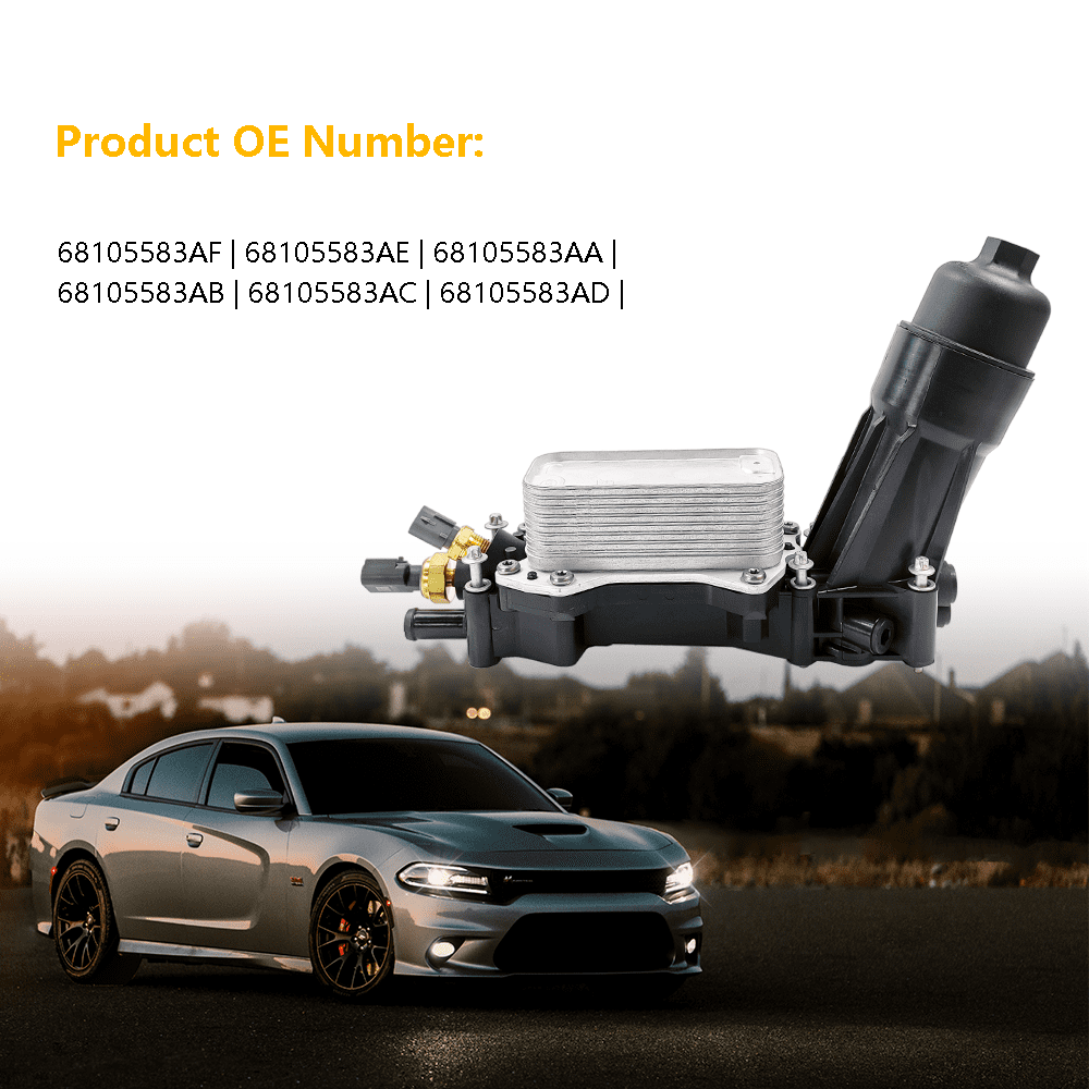 Engine Oil Cooler & Oil Filter Housing Assembly | Fit for 2014-2016 Chrysler 200 300, Jeep Grand Cherokee Wrangler, Dodge Challenger Charger Durango, Ram 1500 ProMaster 3.6L V6 | OE# 68105583AF