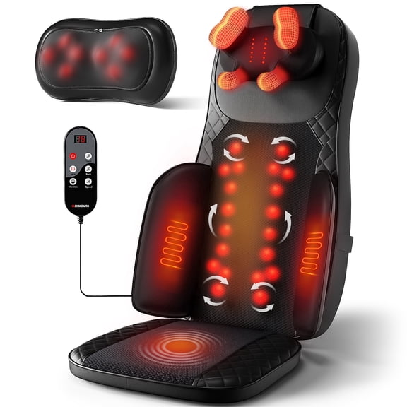 HOMEMASSA 3-in-1 Shiatsu Neck Back Massager,3D/4D Deep Kneading Massage Chair Pad for Office Home,Gifts for Dad Mom - Black