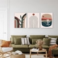 thumbnail image 3 of Boho Wall Art Mid-Century Modern Minimalist Framed Canvas Paintings Black Beige Moon Plant Rainbow Geometric Neutral Abstract Artwork Pictures Boho Wall Decor for Living Room Bedroom 12"x16"x 3, 3 of 6
