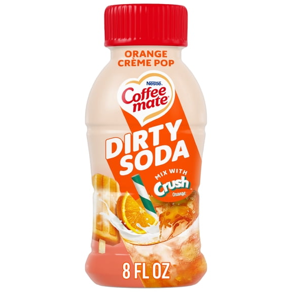 Coffee mate Dirty Soda Creamer, Orange Crème Pop Flavored Liquid Creamer, Mix with Crush Orange 8 fl oz