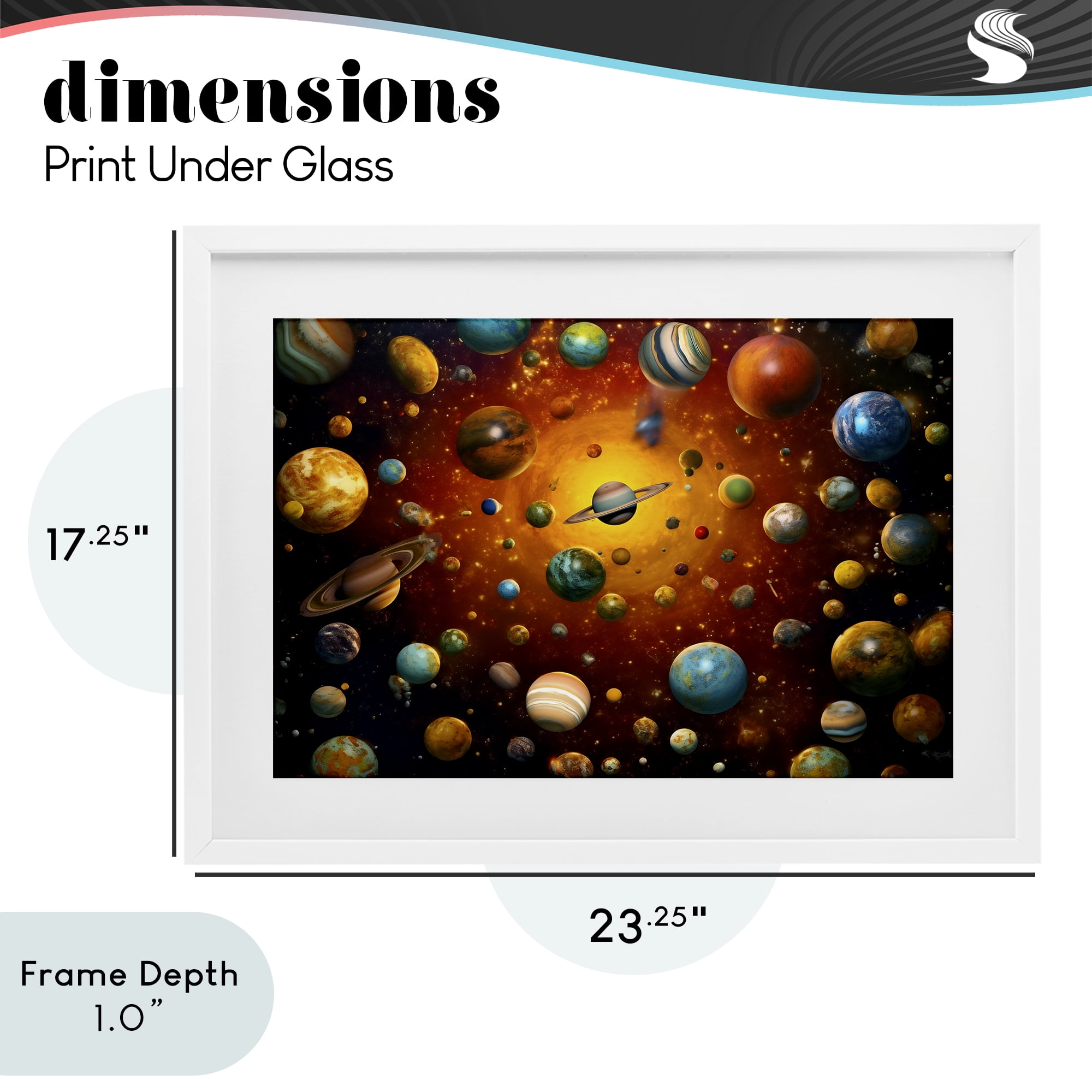 Stupell Industries Cosmic Marbles Galaxy White Framed Print Under Glass, design by Ray Powers