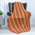 thumbnail image 4 of Burnt Orange Soft Flannel Fleece Blanket, Retro Themed Illustration of Earth Tones Stripes Geometric Simple Design, Cozy Plush for Indoor and Outdoor Use, 50" x 70", Burnt Orange Tan, by Ambesonne, 4 of 5