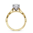 thumbnail image 4 of Solitaire Engagement Ring for Women Center 8mm Cushion and Round Cut Lab Created Moissanite Beaded Promise Rings In 14K Solid Yellow Gold Jewelry Gift for Her, Size 9, 4 of 6