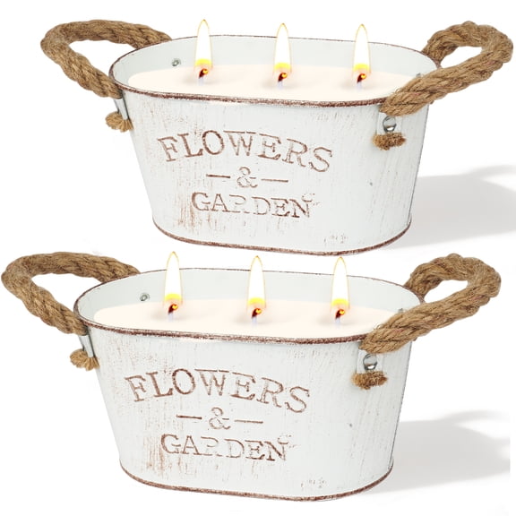 Giphtpoeet 2 Pack 3 Wick Large Citronella Candle Summer Lemongrass Candle for Indoor Outdoor Garden Yard, 12oz Each