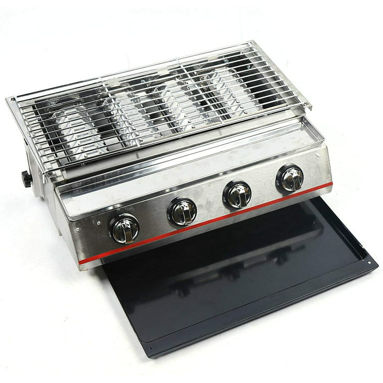 Miumaeov 4-Burner BBQ Grill Gas Stove Outdoor/Indoor Home Picnic Stainless  Steel