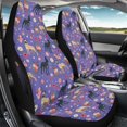thumbnail image 3 of POLERO Protective Auto Front Seat Covers for Automotive, Polyester Fabric Elastic Stretchy Seat Covers, Dog Floral Purple Print, 3 of 7