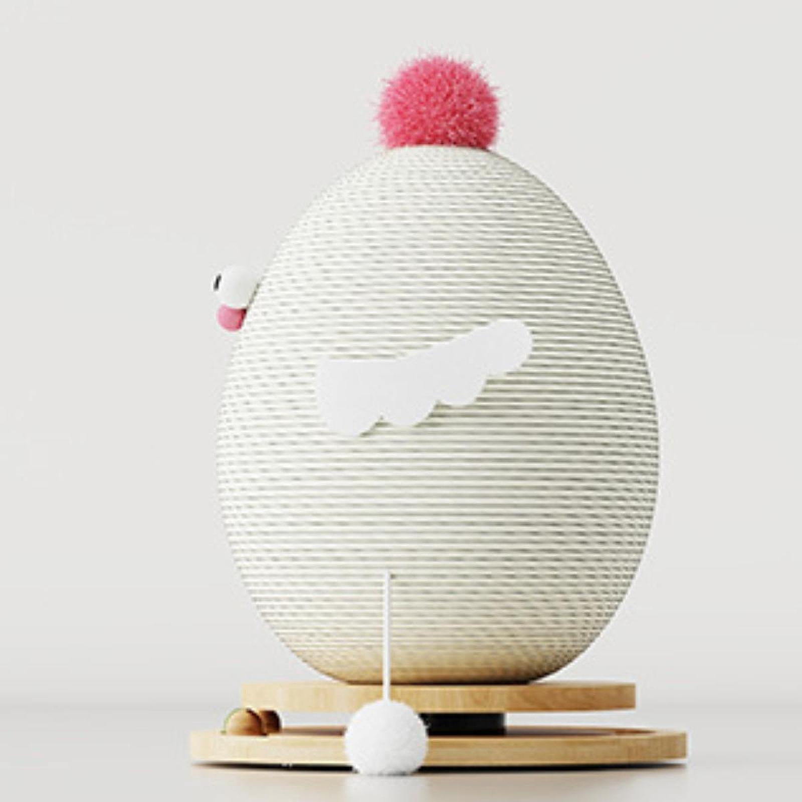 CarpNettore Cat Scratching Post Chick Cat Scratcher Toy Pet Furniture Interactive Ball Track white