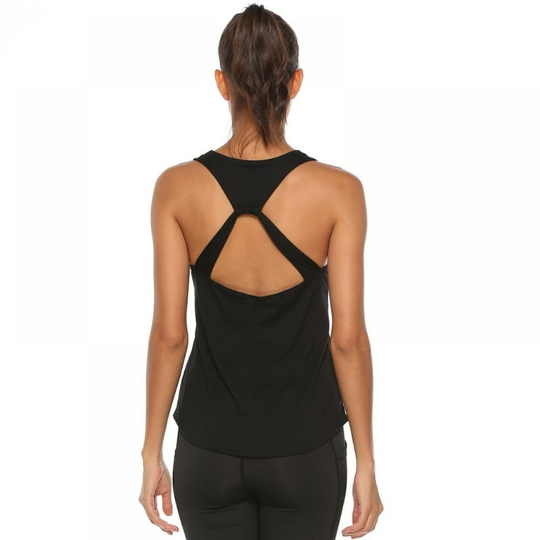 Yoga Workout Tops for Women Backless Long Tank Workout Shirts Cover up  Summer Sleeveless T Shirts