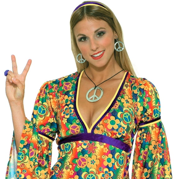 Hippie Peace Sign Necklace and Earrings