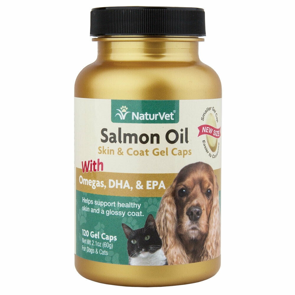 Salmon Oil Dog Supplements Pet Healthy Glossy Skin & Coat Support Gel Caps 120ct - Walmart.com