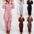 thumbnail image 2 of Pijamas cálidos de invierno para mujer, monos de lana esponjosa, ropa de dormir, conjuntos de capucha de talla grande en general, pijamas para mujeres AdultS-5XL, 2 of 4