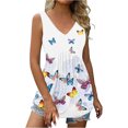 thumbnail image 2 of Patlollav Women Summer Sexy Fold Print Regular Lace Sleeveless V Neck Button Tops, 2 of 6