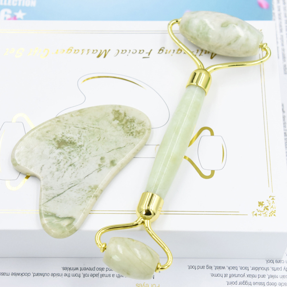 Facial Guasha Jade Roller Face Body Gua Sha Board Massager Tool Set