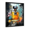 thumbnail image 2 of Designart "Art Deco Perfume Bottles in Gold and Blue I" Fashion Framed Wall Art - Glam Yellow Perfumes Entryway Framed Wall Art, 2 of 6