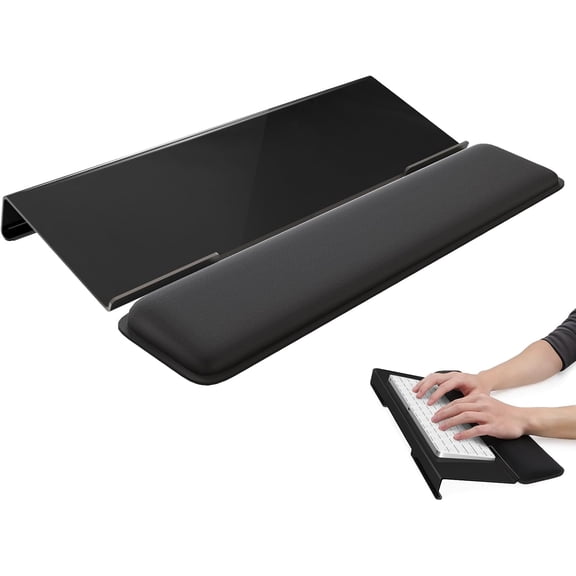 Computer Keyboard Wrist Rest Stand for Desktop, Keyboard Holder for Easy Typing with Wrist Pad for Office Desk, Home, School (Black)