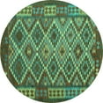 thumbnail image 1 of Ahgly Company Machine Washable Indoor Round Oriental Turquoise Blue Traditional Area Rugs, 7' Round, 1 of 4