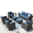 thumbnail image 4 of Ovios 7 Pieces Patio Furniture Set All-Weather Wicker Rattan Conversation Set Outdoor Sectional with Cushions for Backyard, Denim Blue, 4 of 10