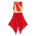 thumbnail image 5 of Kaerm Womens Lyrical Liturgical Praise Dance Tunic Gold Color Block Metallic Irregular Worship Dance Dress Red XXL, 5 of 7