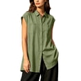 thumbnail image 2 of Sheghy Womens Tank Tops Plus Size Women Spring Summer Cotton Linen Loose New Sleeveless Top, Crew Neck Blouse, 2 of 6
