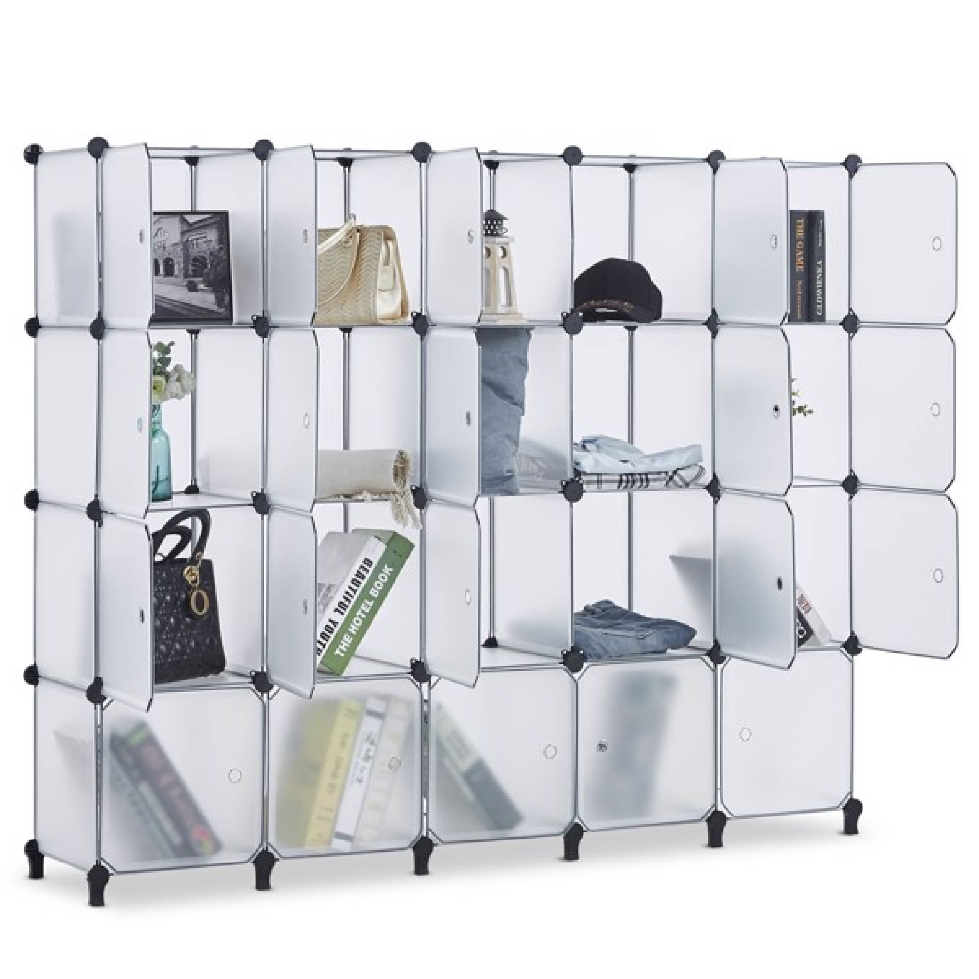 20 Clear Cube Storage Organizer with Doors,Cubes Portable Closet