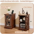 thumbnail image 3 of Joaxswe Coffee Table Set of 3, Square Flip Coffee Table with Power Outlets, Farmhouse Coffee Table w/Large Hidden Storage, Side Table for Hall, Brown, 3 of 8