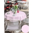 thumbnail image 6 of Outdoor Tablecloth with Umbrella Hole Zipper Pink White Stripe Round Tablecloth 60" Waterproof Outside Table Cloth Modern Minimalist Geometric Striped Patio Table Cover Tablecloths for Picnic Party, 6 of 8
