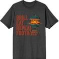 thumbnail image 3 of Grill, Eat, Repeat, Football Adult Charcoal Crew Neck Short Sleeve Tee-XL, 3 of 4