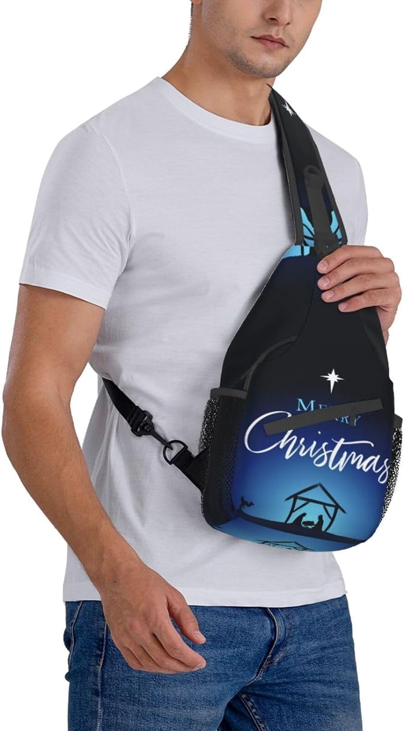 Merry Christmas Birth Christ Sling Bag Crossbody Hiking Travel Chest Bags Backpack Shoulder Daypack for Women Men