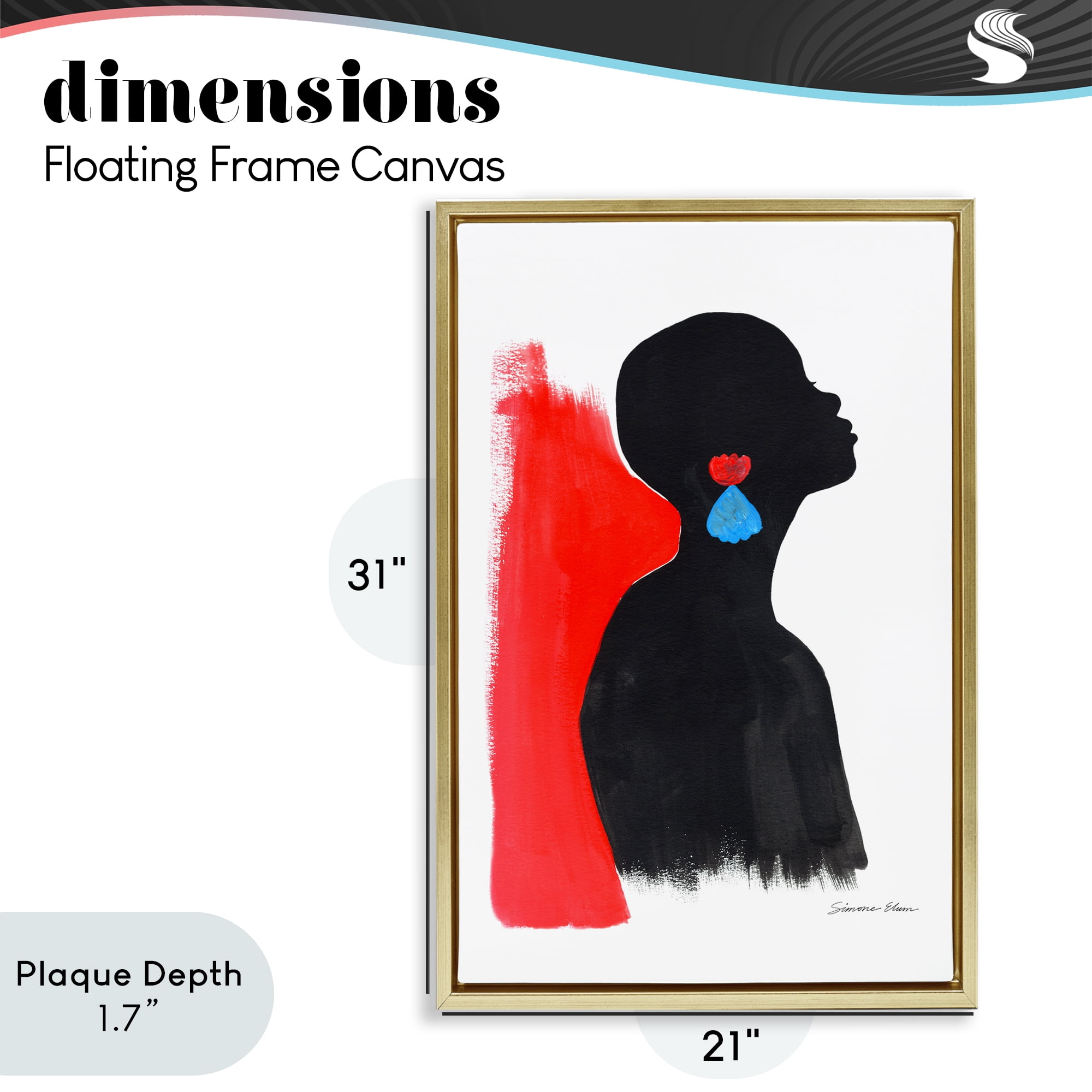 Stupell Industries Dreaming In Color Gold Framed Floater Canvas Wall Art, design by Simone Elum