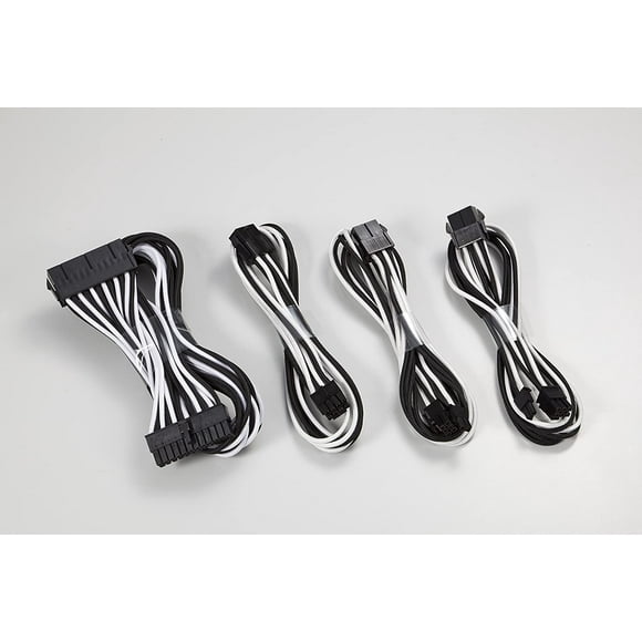 Phanteks 24 Pin/ 8pin (4+4) M/B, 8pin PCI-E Extension Cable Kit 500mm Length, Black/White (PH-CB-CMBO_BW)