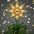 thumbnail image 2 of Northlight Lighted Geometric Frosted Star Christmas Tree Topper - 12.5" - Gold, 2 of 5