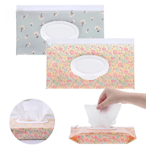CCOCC 2Packs Baby Wipes Dispenser Portable Baby Wipe Holder Refillable Wet Wipes Container Reusable Travel Wipes Case,Keeps Wipes Fresh,Wipes Dispenser (Blue)
