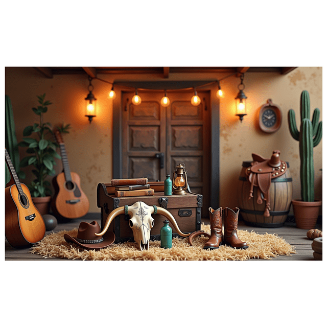 Rustic Design Cowboy Banner Western Theme Decoration Vintage Wooden Elements for Western Party Theme Party Cowboy Event