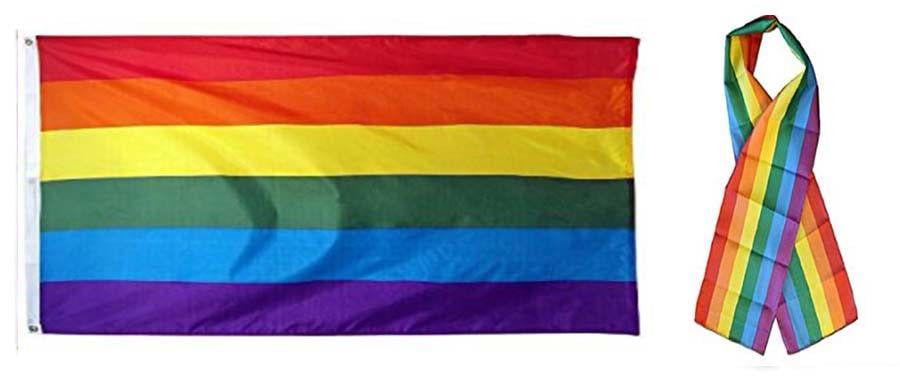 Wholesale Combo Set Rainbow Gay Pride LGBTQ 3x5 3’x5’ Flag and 8"x60" Scarf 