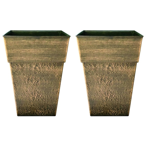 The HC Companies Avino 13 Inch Square Planter Pot (2 Pack)
