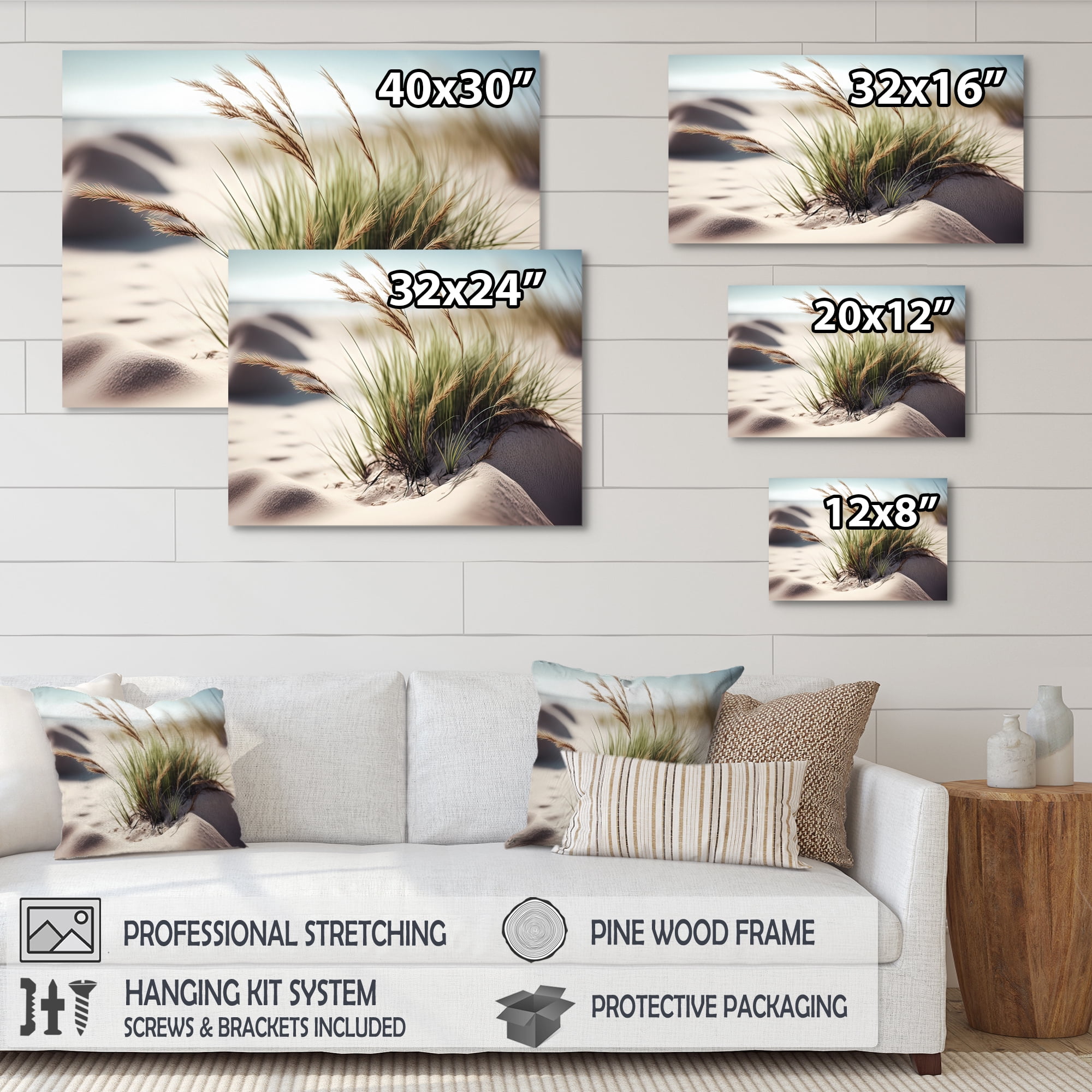 Designart Grass On Sand Dunes II Canvas Wall Art