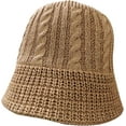 thumbnail image 4 of CoCopeaunts Bucket Hats for Men LCE Hemp Thread Vintage Hand Knitted Hats Wide Brim Shade Breathable Cable Twist Fisherman Hat, 4 of 8