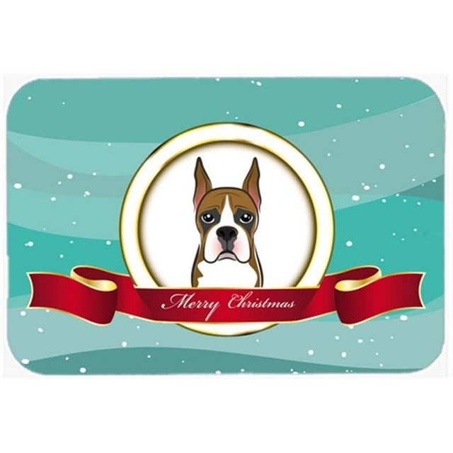 Carolines Treasures BB1533LCB Boxer Merry Christmas Glass Cutting Board- Large