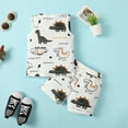 thumbnail image 3 of Kucnuzki 2T Toddler Boy Spring Summer Outfits Shorts Sets 3T Sleeveless Dinosaur Pattern Casuak Tank Top Elastic Dino Prints Shorts 2PCS Set White, 3 of 8