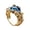 Gold C, variant on Ocean Wave Rings for Women Unique Blue Gemstone Band Stainless Steel Sea Vintage Costume Statement Personalized Gift Jewelry Silver Plated C