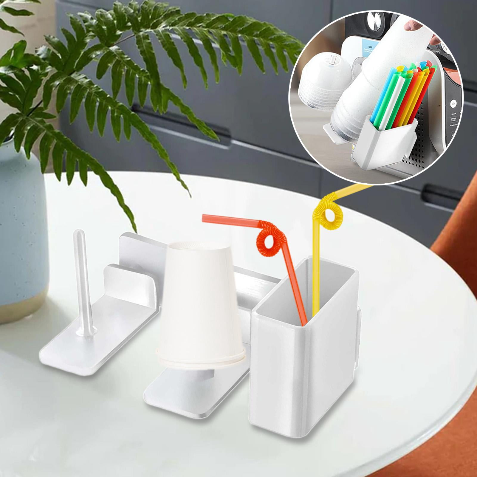 COEHSFY Soporte Organizador Para Tazas Y Tapas: Dispensador De 5 Compartimentos Para Café, Azúcar Y Pajitas | Plástico Resistente