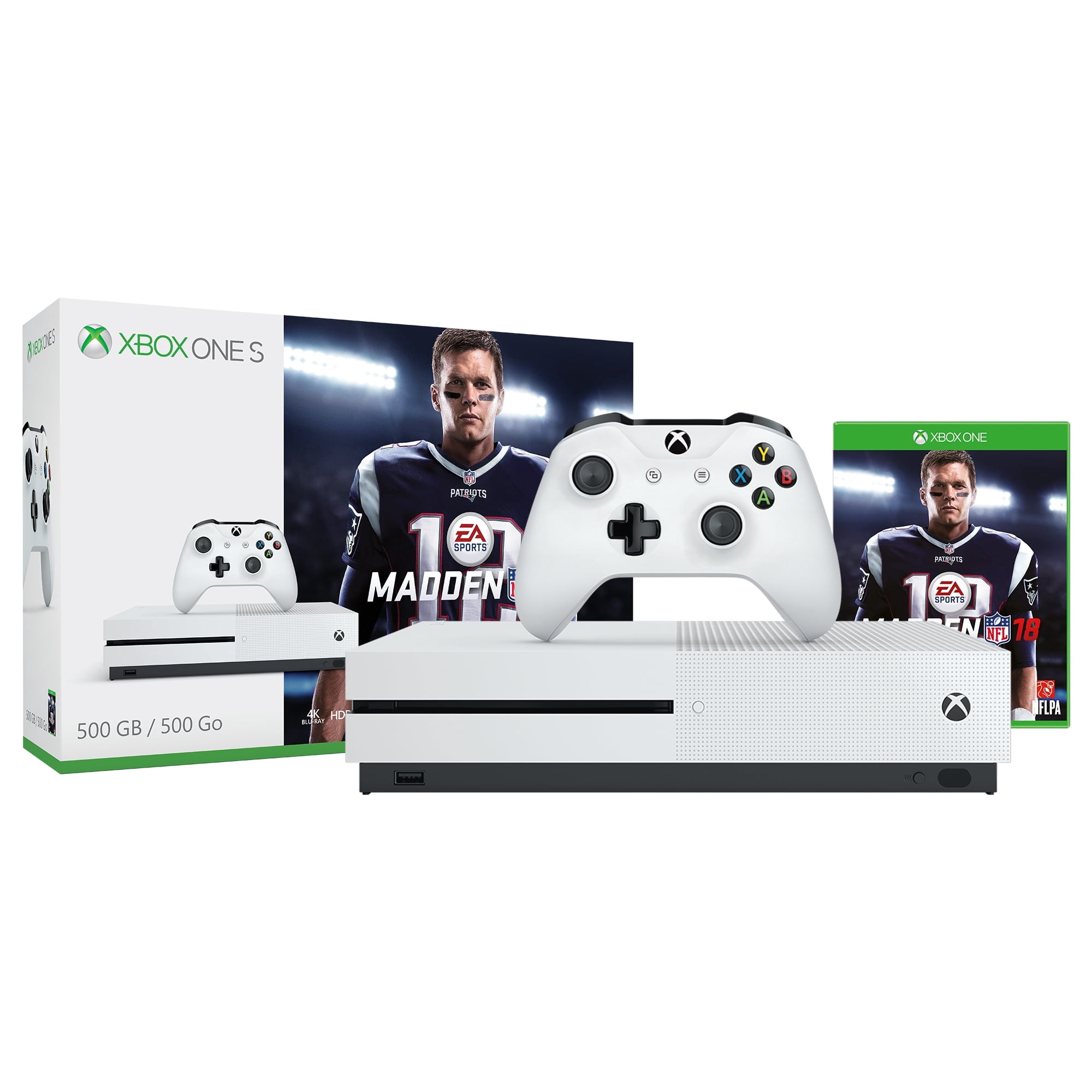 Pre-Owned Microsoft Xbox One S (500GB) Madden NFL 18 Bundle, White