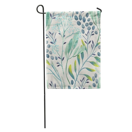 SIDONKU Green Leaf Hand Floral Pattern on Watercolor Botanical Classic Herbal Fern Garden Flag Decorative Flag House Banner 28x40 inch