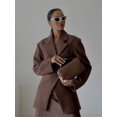 thumbnail image 3 of Chaqueta ajustada de cintura alta con solapa para mujer, abrigo de manga larga con botones de Color liso, moda urbana, novedad de 2024, 3 of 5