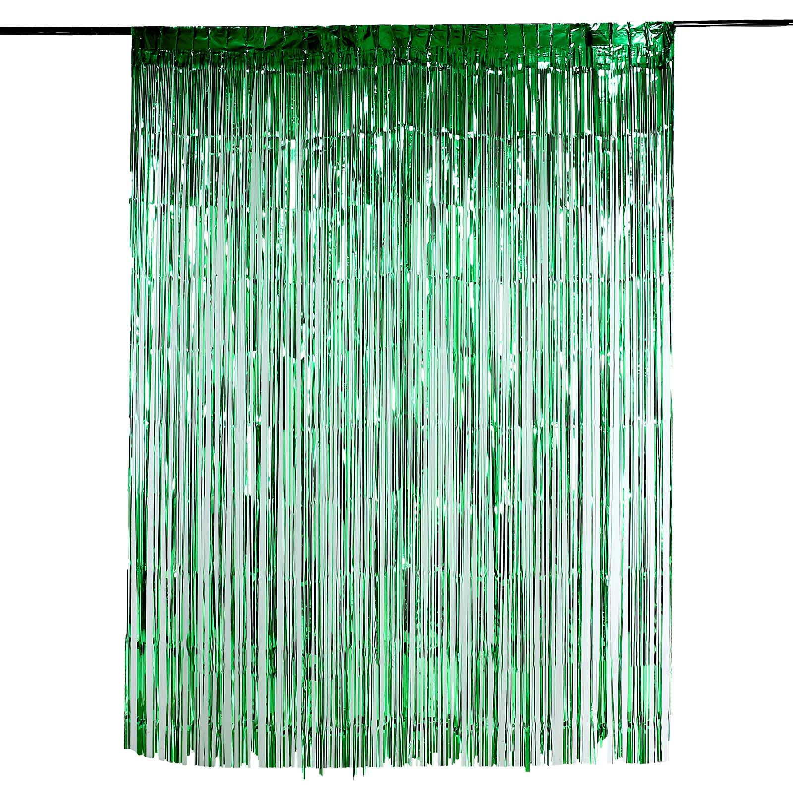 Green Foil Trim Curtains 3 2x8ft Green Streamers Party Decorations