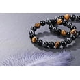 thumbnail image 3 of Pulseras de piedra de ojo de tigre de obsidiana negra de hematita para hombres y mujeres, cuentas de piedras preciosas redondas naturales de 10 mm, pulsera de cristal curativo con cuentas pa, 3 of 5