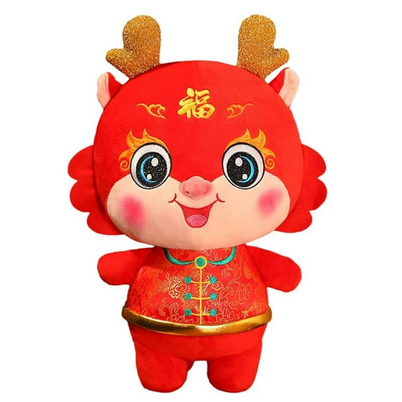 Holloyiver Stuffed Dragon Toy 2024 Chinese Lunar New Year Zodiac Dragon Animal Ornament Mascot Plush Dragon Stuffed Lucky Doll for Spring Festival Gift Home Office Decor, 7.9Inch