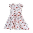 thumbnail image 3 of Ulitacool 5-6 Years Flower Girl Dresses Children'S Floral Knee Length Flying Sleeve Dress Dress Suitable For 3 10 Years Old Soft Outwear Red, 3 of 3