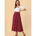 thumbnail image 2 of Falda Maxi Allegra K Encaje Cintura Elástica Vintage Swing Mujer Vino Rojo XS, 2 of 6