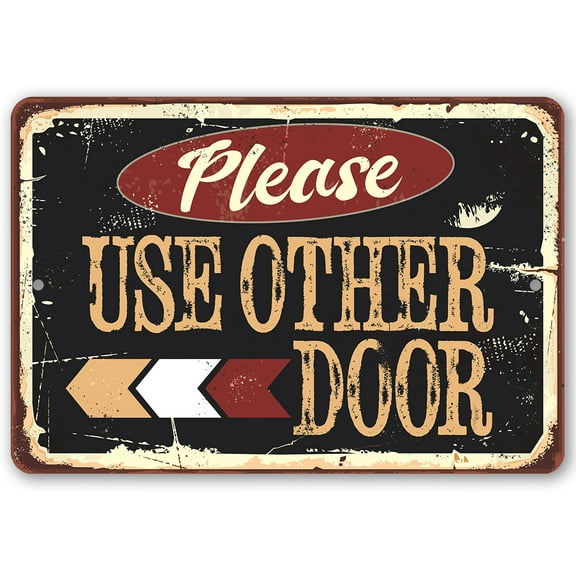 Metal Sign - Please Use Other Door Pointing Left or Right Metal Sign - Durable Metal Sign - Use Indoor/Outdoor - Great Front Door Sign for Restaurant, Bar and Store Under $20 (8" x 12")